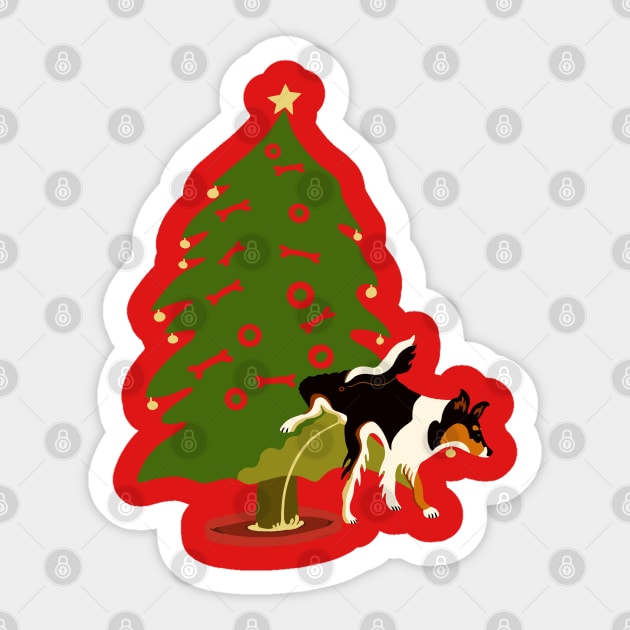 My Dog’s Own Christmas Tree - Collie! Sticker by BullShirtCo